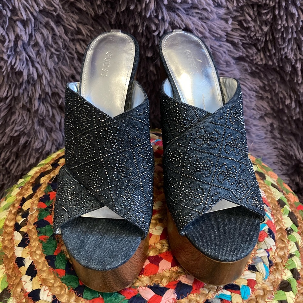 Denim Sparkly Guess wedges